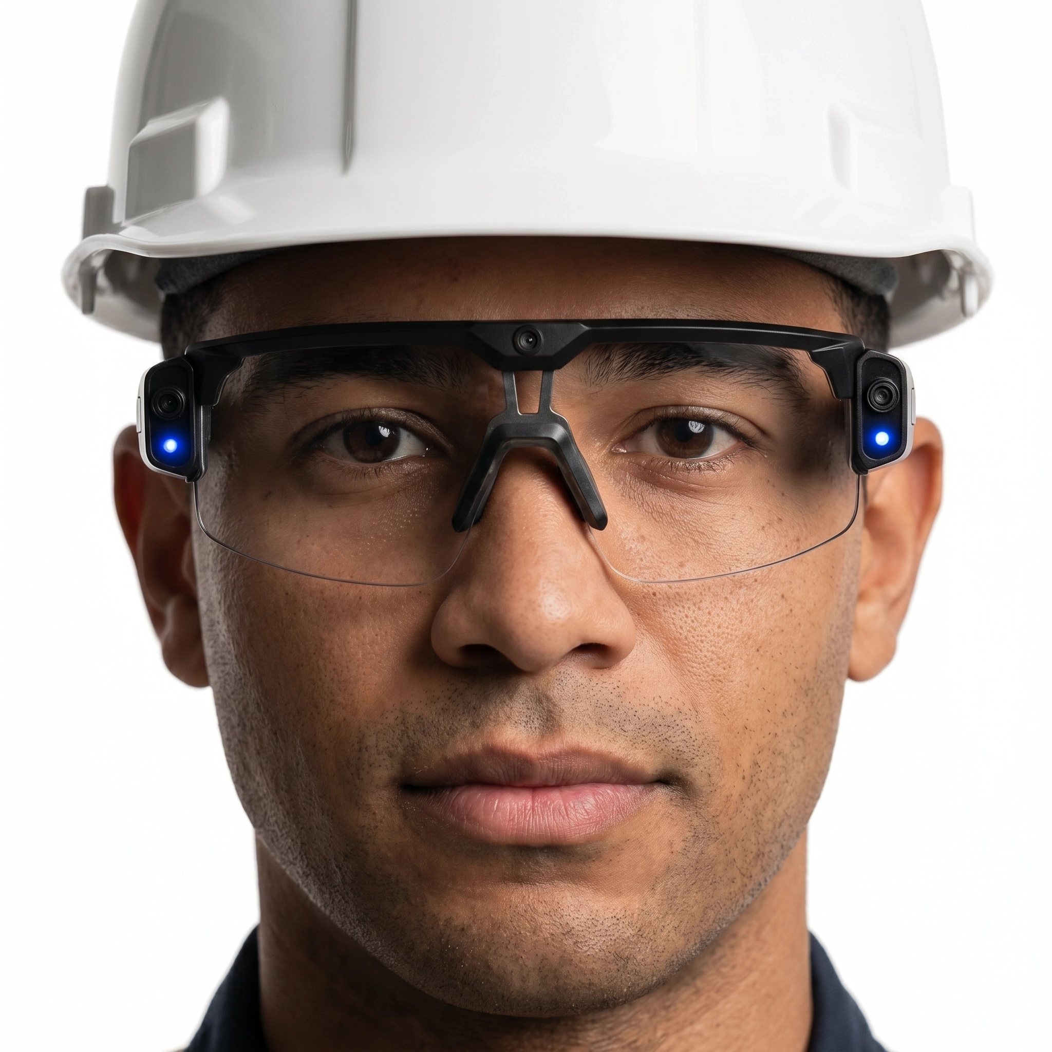 Construction worker wearing TAR smart safety glasses